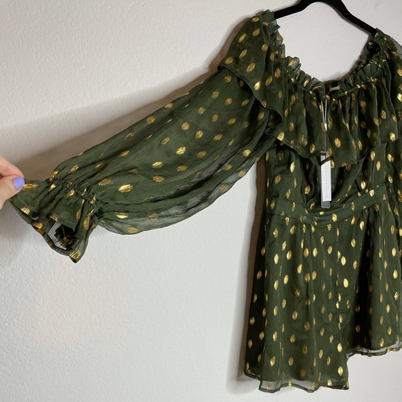 NEW Endless Rose Chiffon Gold Polka Dot Romper M - Picture 3 of 7